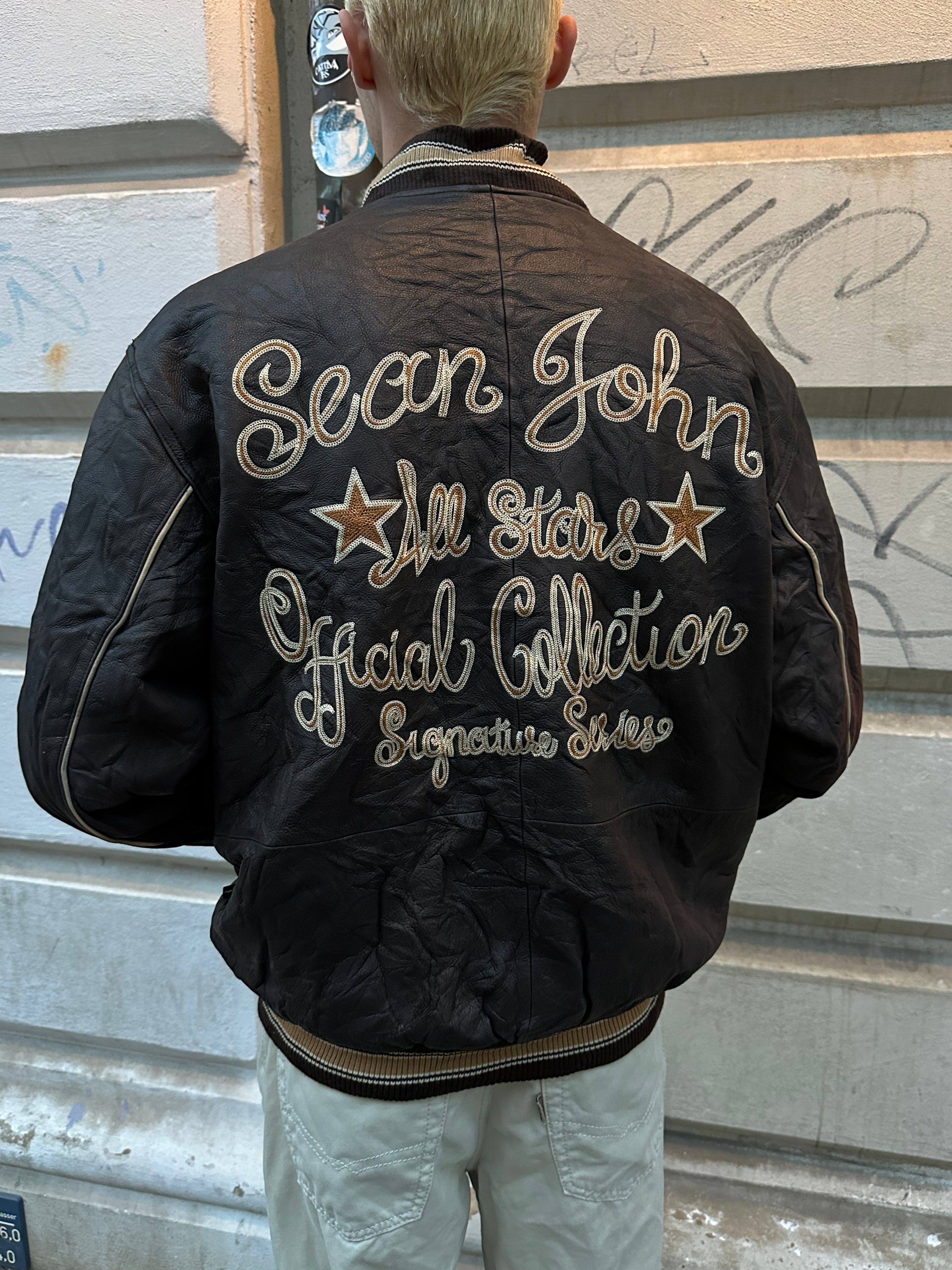 Vintage 90s Sean John Leather College Jacket (XL)