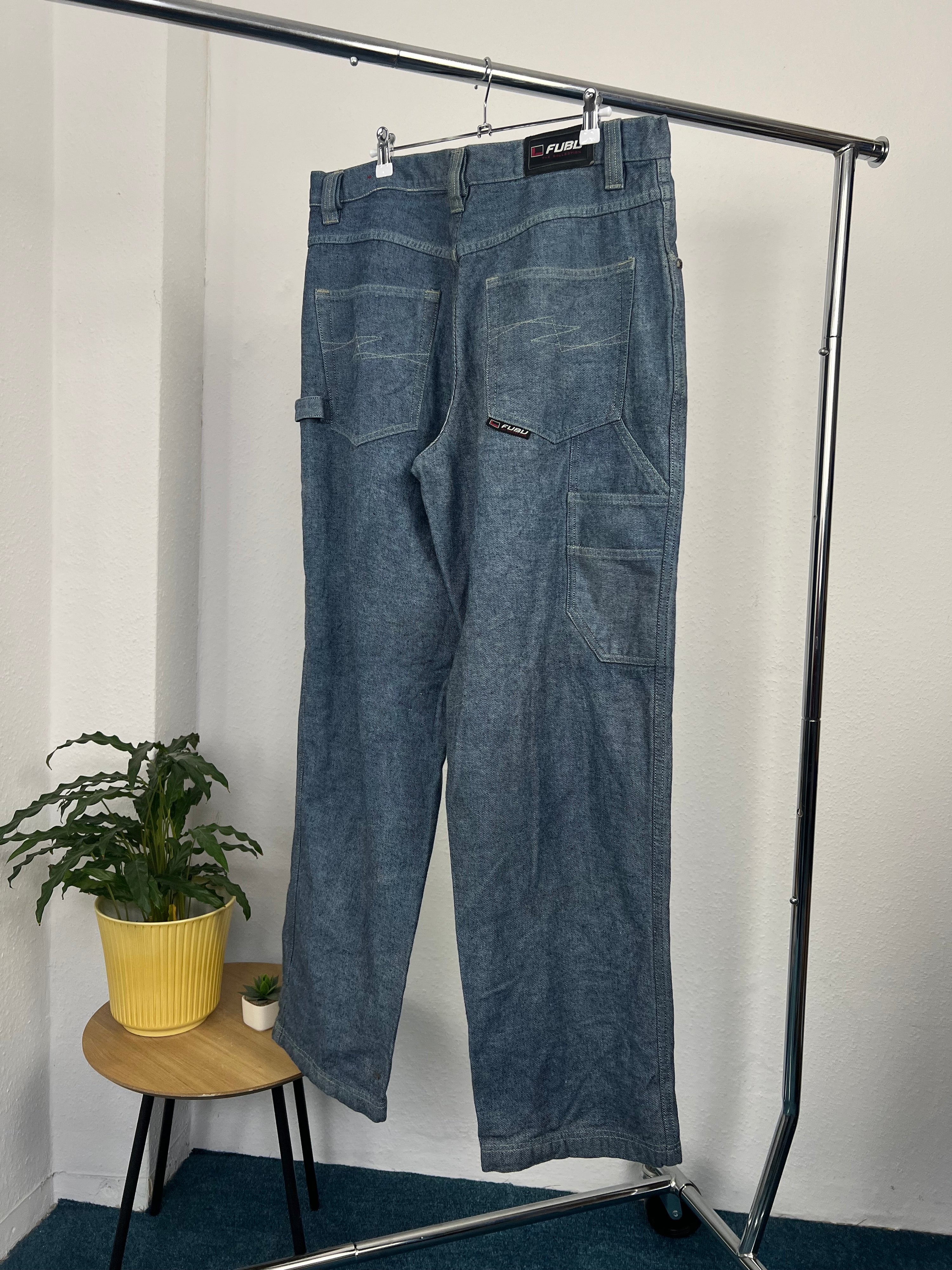 Vintage Y2K 90s/2000s Hip Hop Baggy Fubu Denim Jeans Cargo Trousers (34)