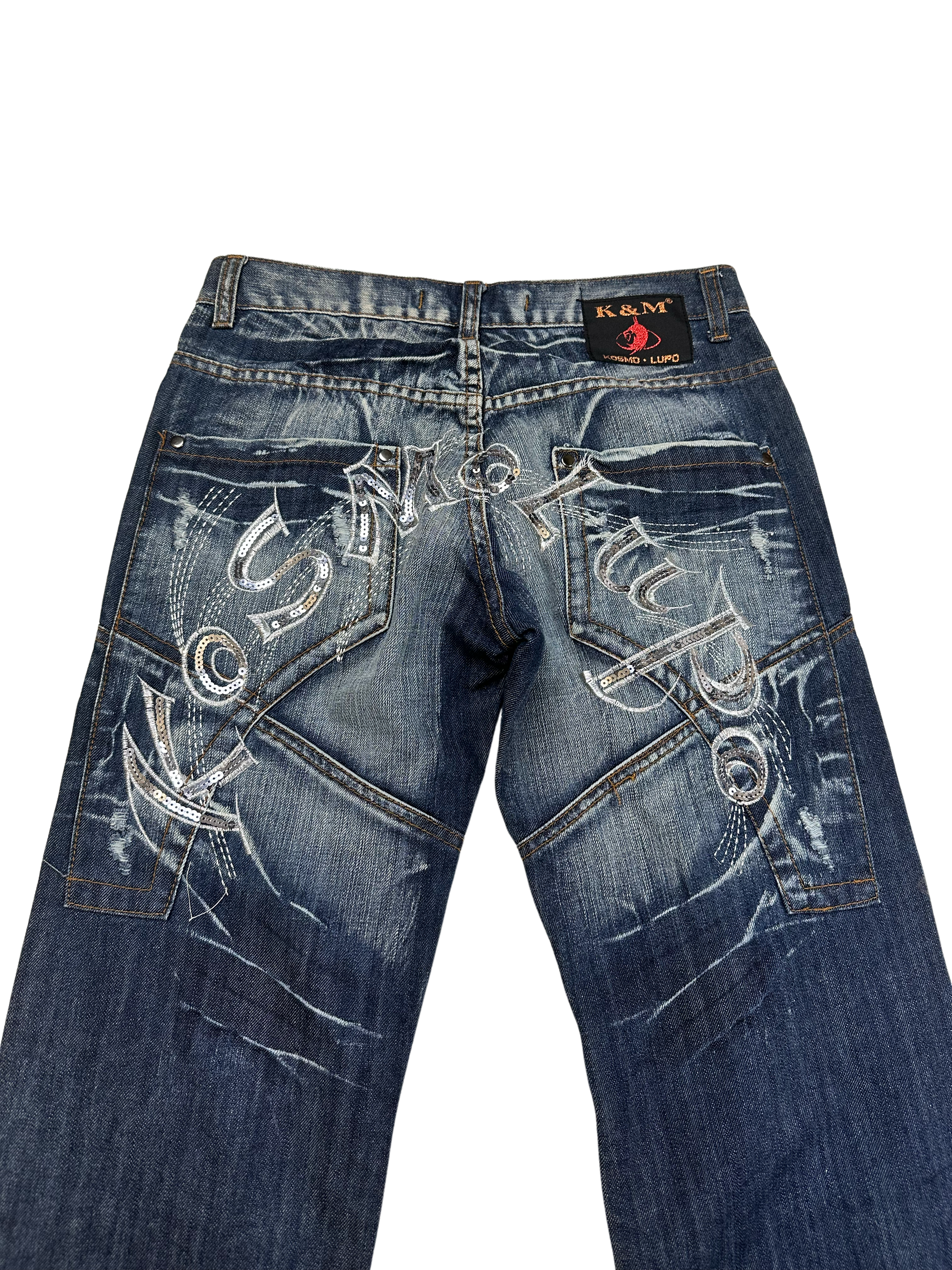 Y2K Straight Crazy stitched Jeans (31 ; M/L)