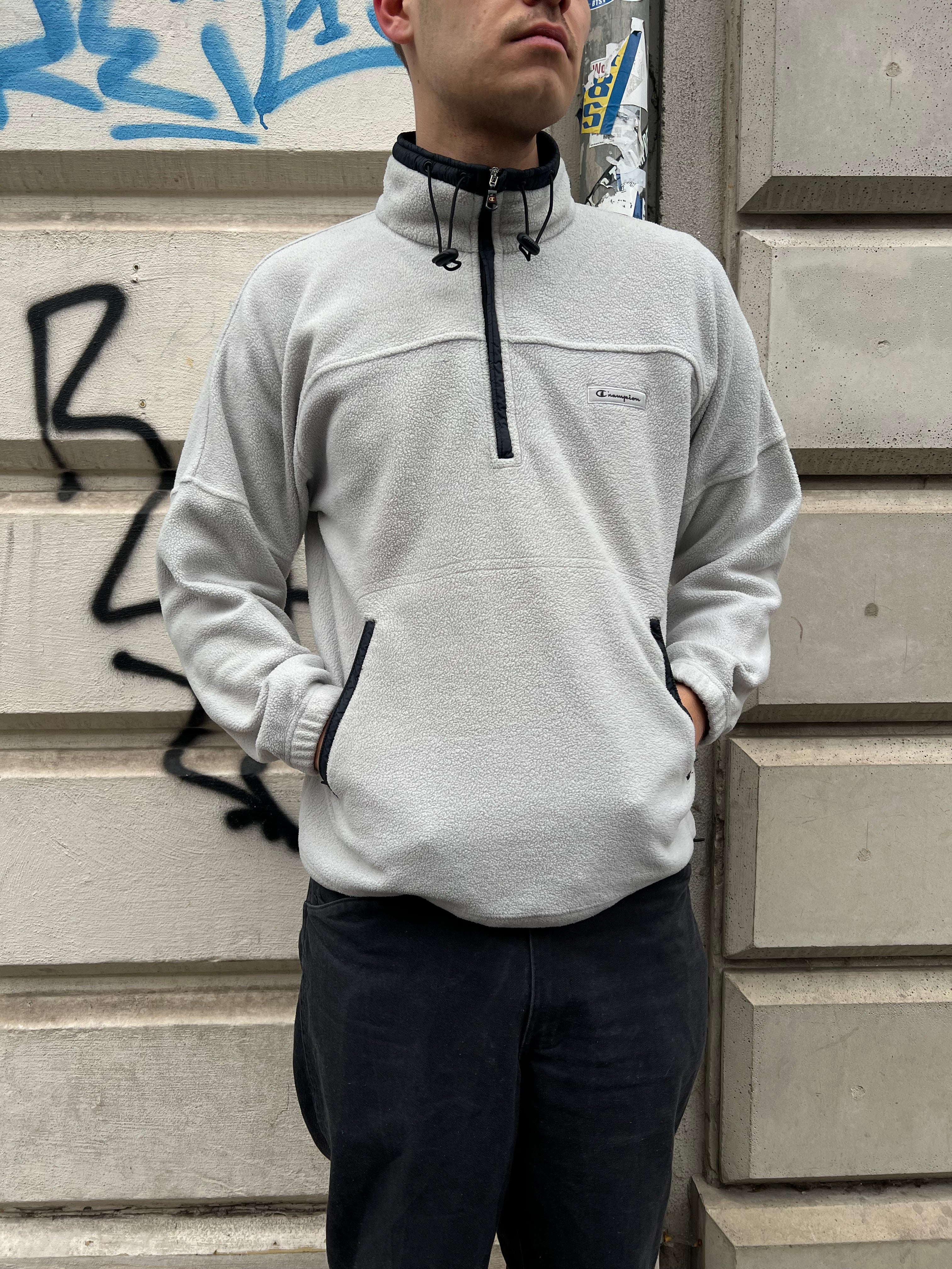Vintage 90s Champion 1 4 Zip Fleece Sweater M L Life is short
