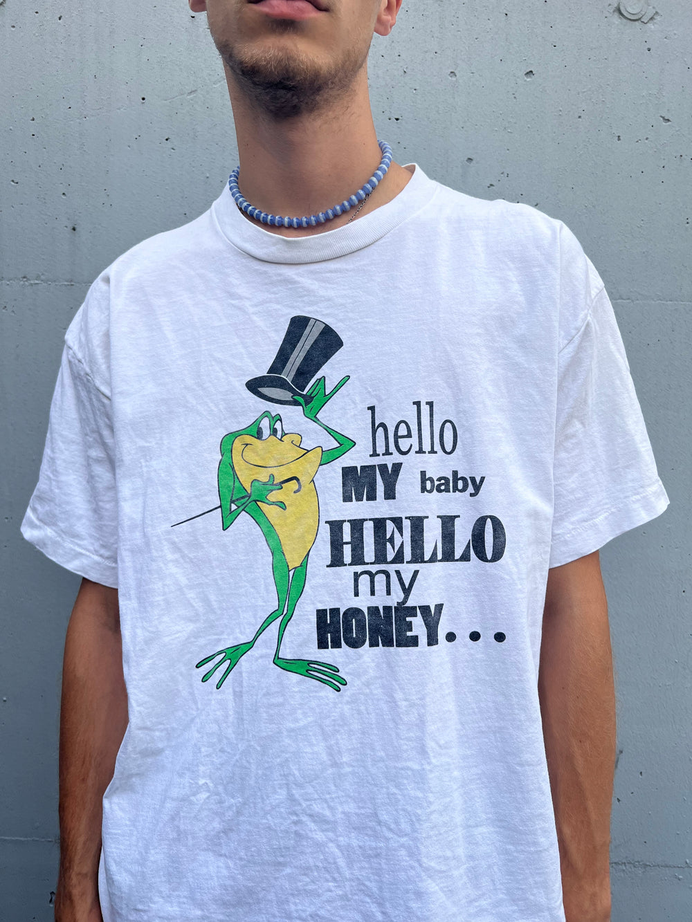 Vintage 90s Single Stitched Frog Looney Hello my Baby Hello my Honey… T-Shirt (XL)