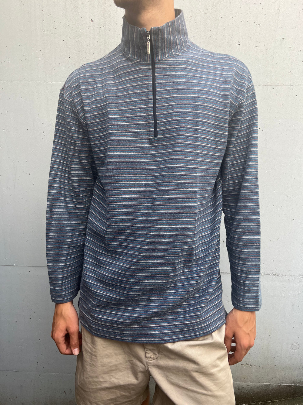 Vintage 90s Missoni 1/4 Striped Zip Knit (XL)