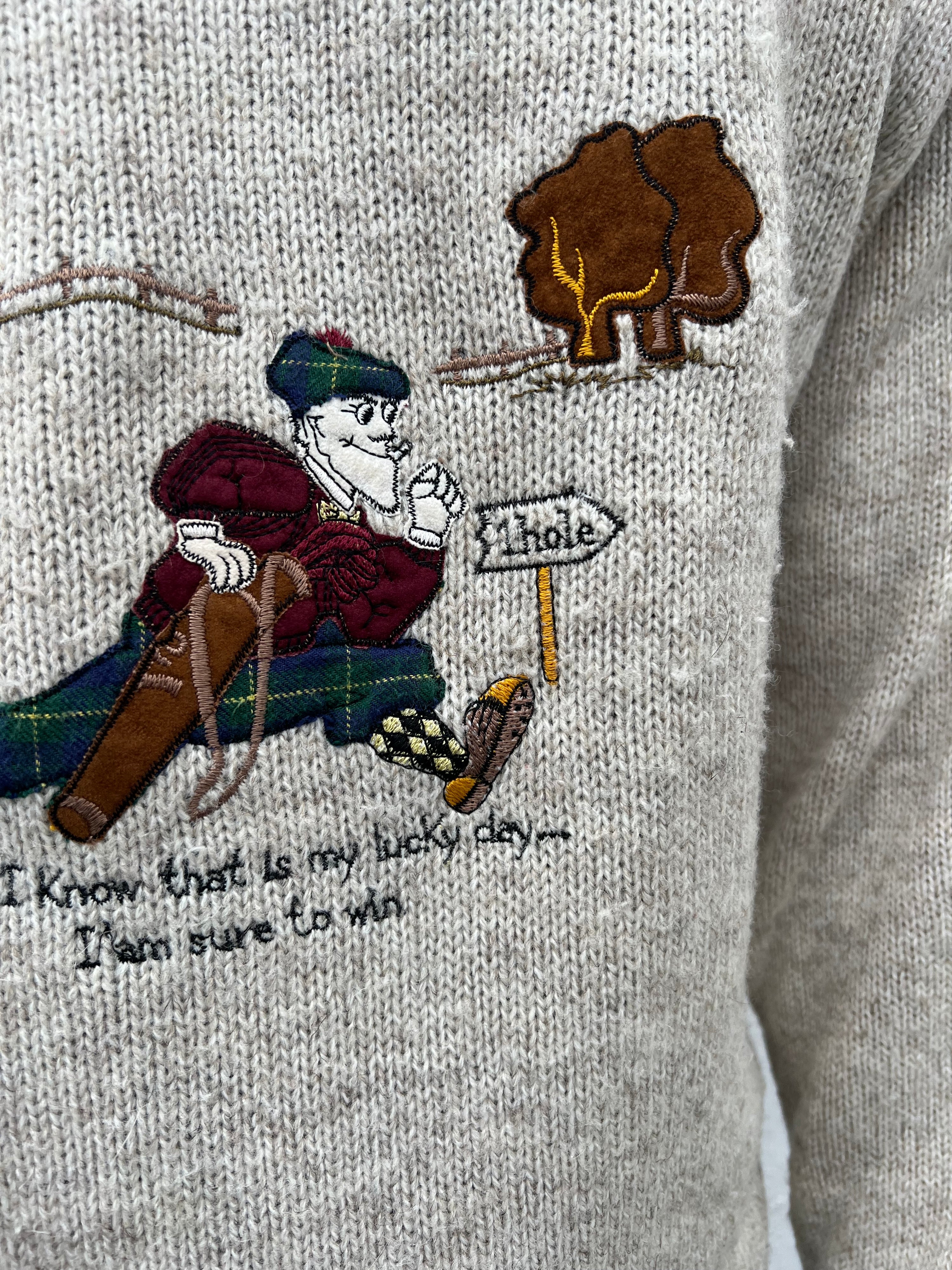 Vintage 80s Golf Sketch Knit Sweater (M)