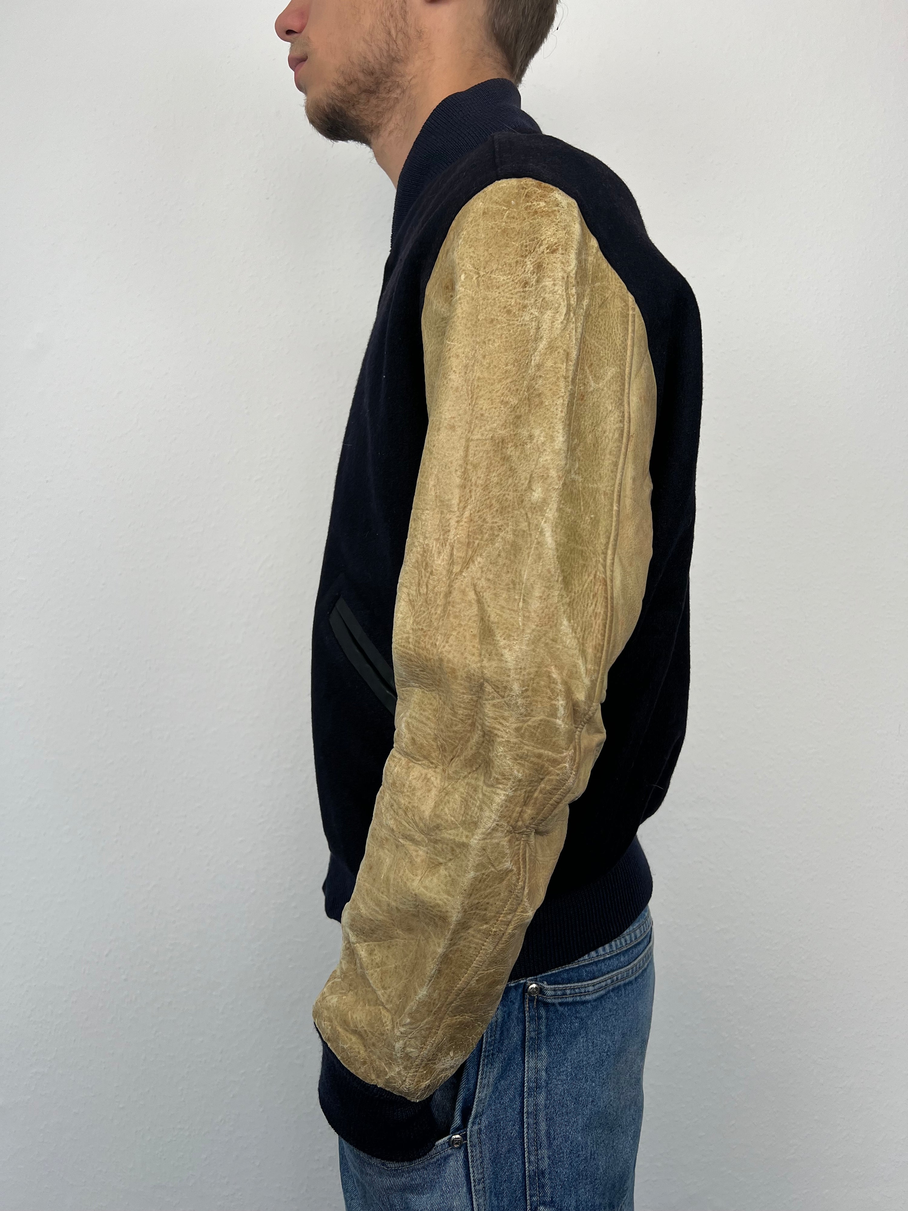Vintage 1970s Wilson Made in the USA College Leather Wool Jacket (M)