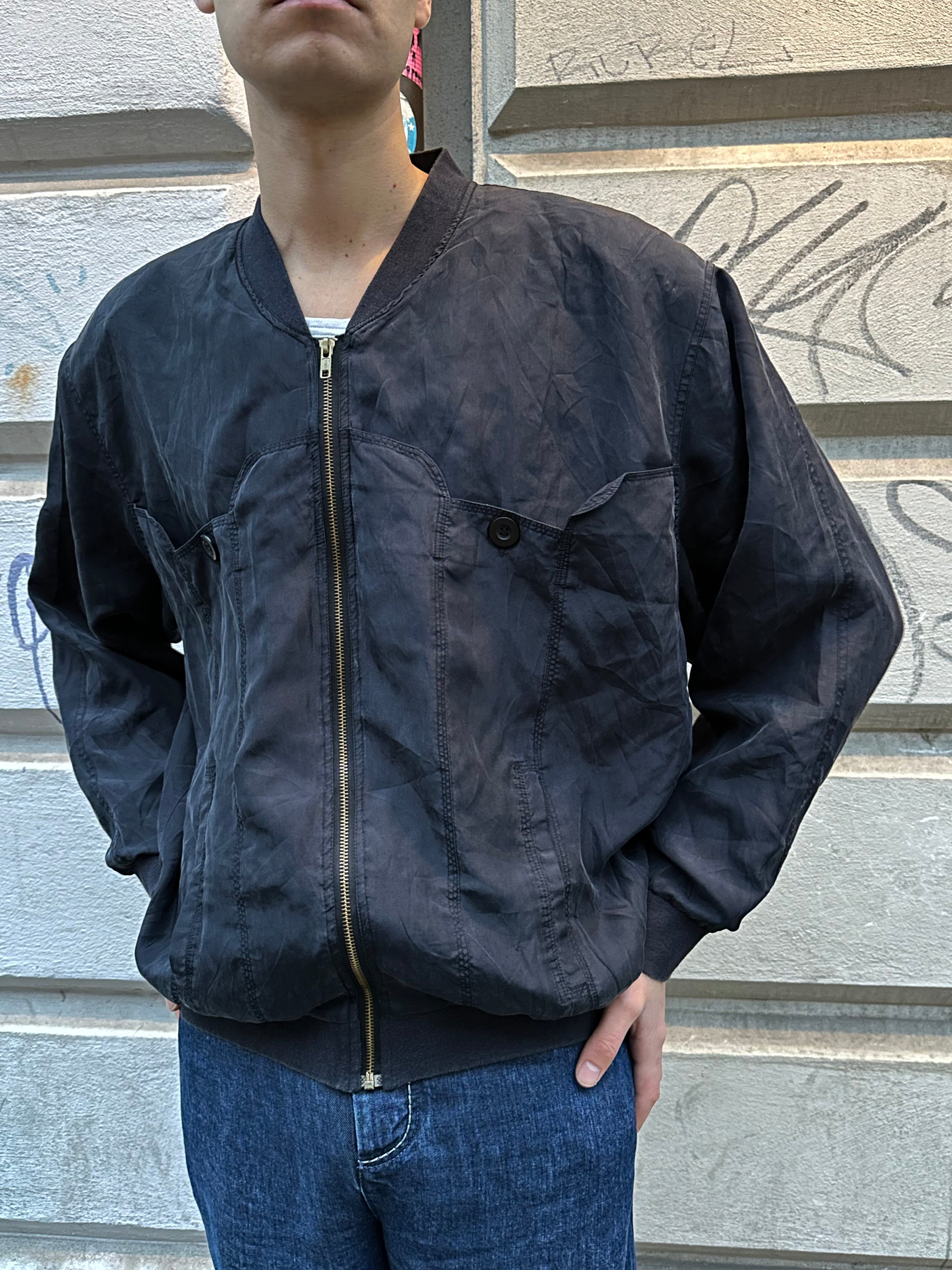 Vintage 80s Silk Bomber Jacket (L)