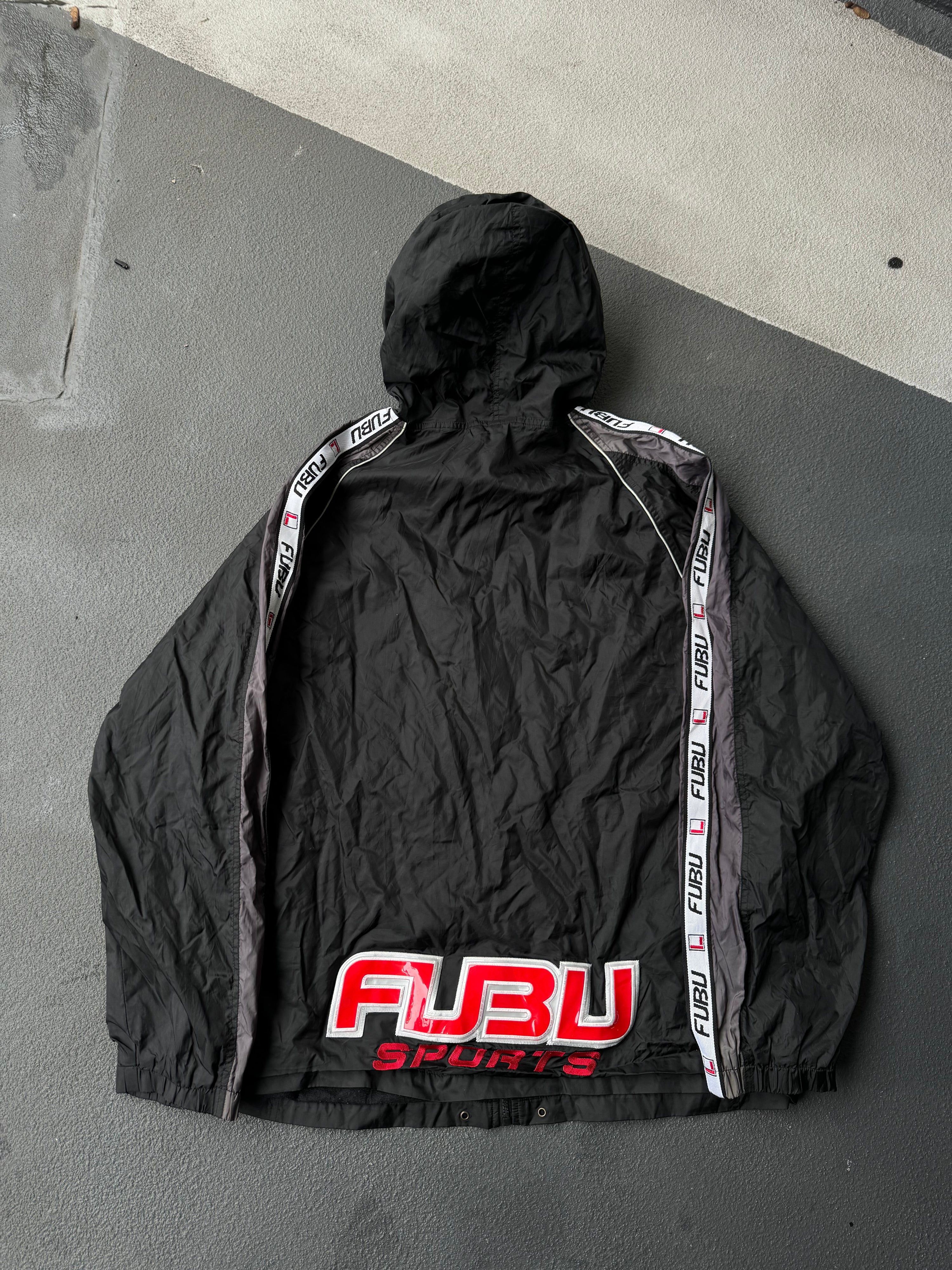 Vintage 90s Fubu Logo Hooded Light Jacket (XL)