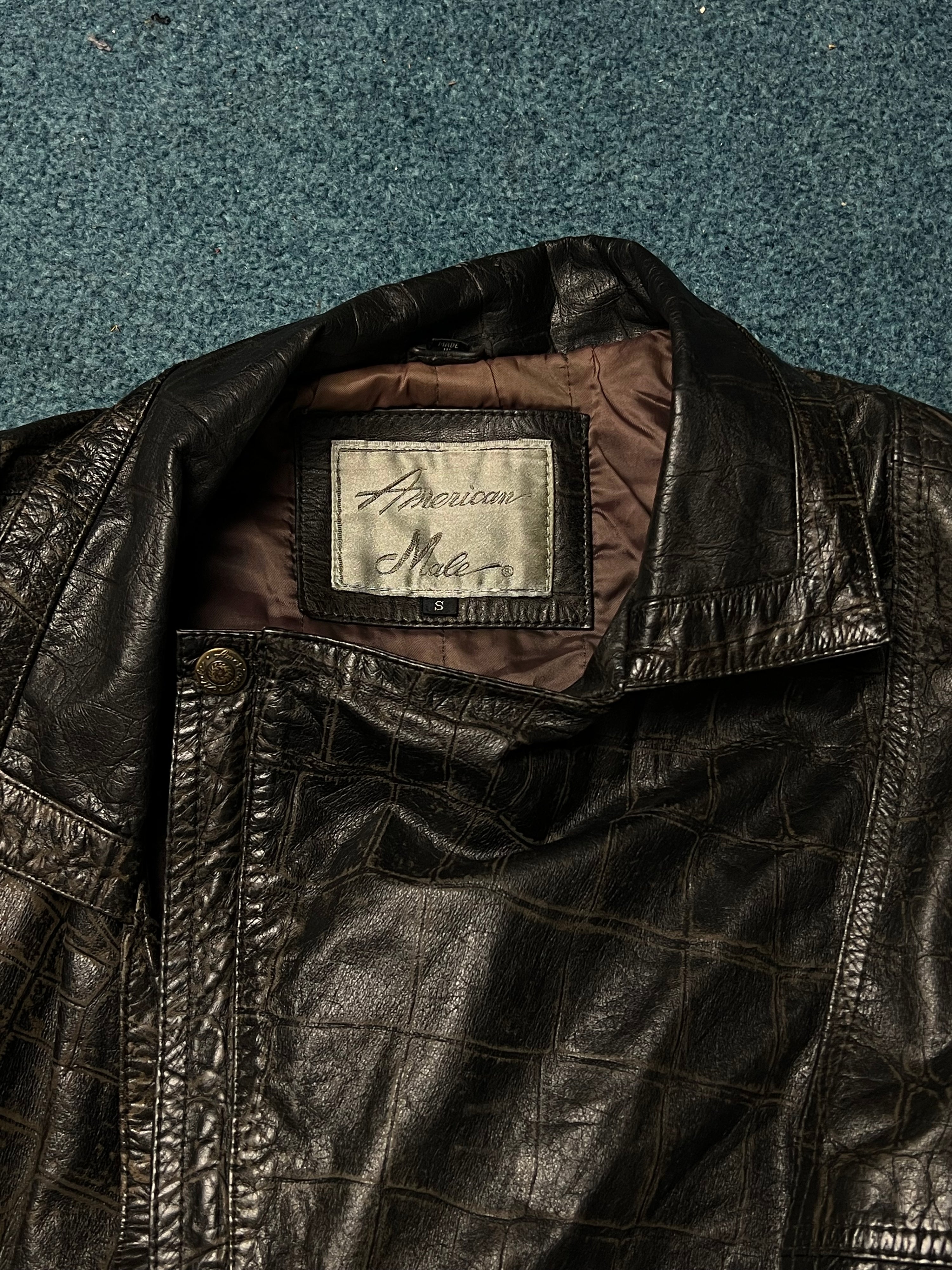 Vintage 80s Leather Jacket Corcodile (S)
