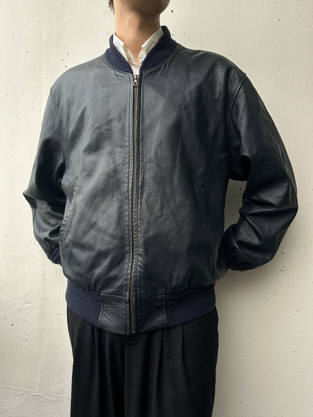 Vintage Pierre Cardin Bomber Leather Jacket (L)