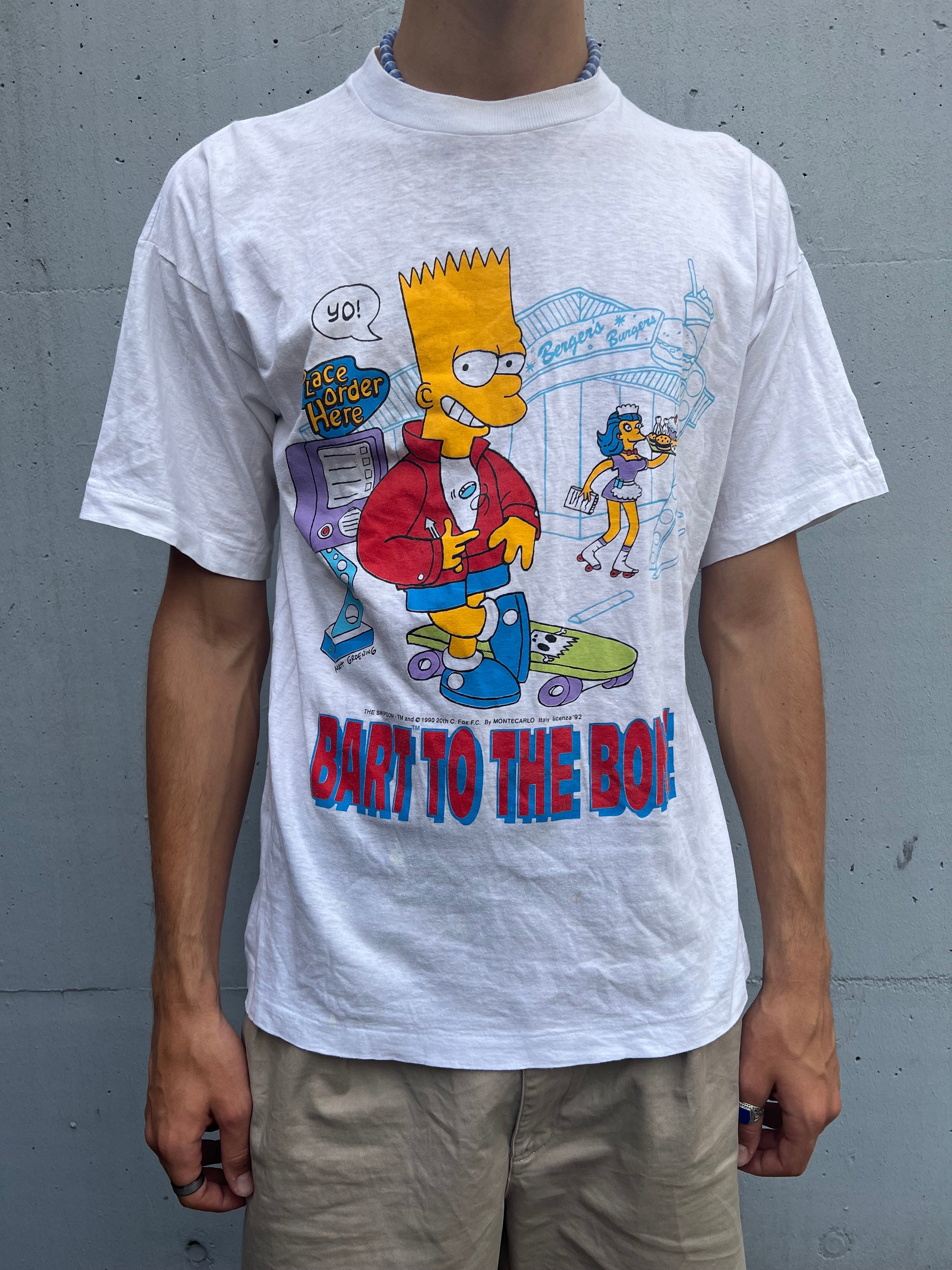 Vintage 1992 Single Stitched Bart Simpson Italy Edition Rare T-Shirt (L)