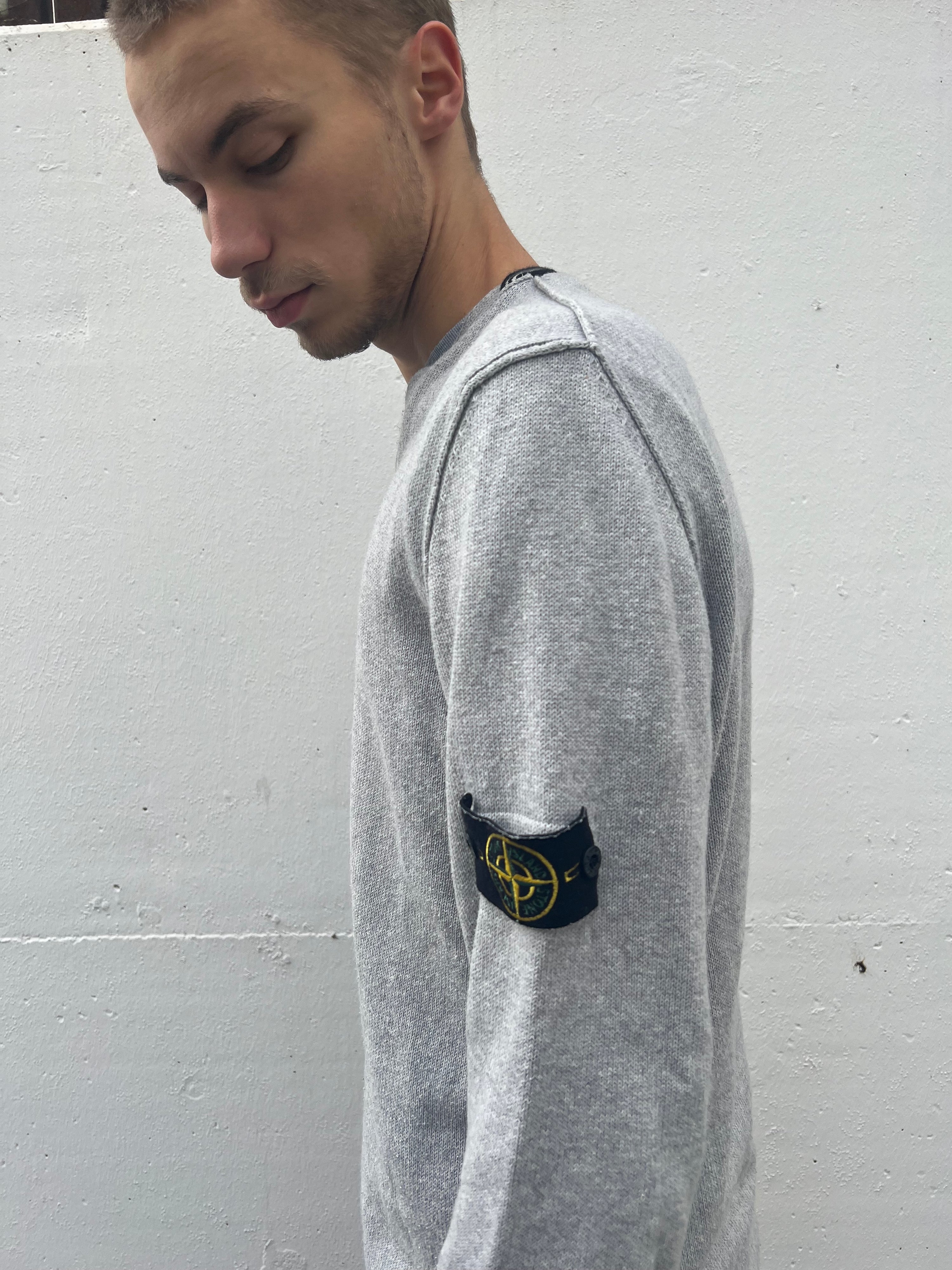 Early 2000s Stone Island Wool V-Neck Knit Sweater (XL)