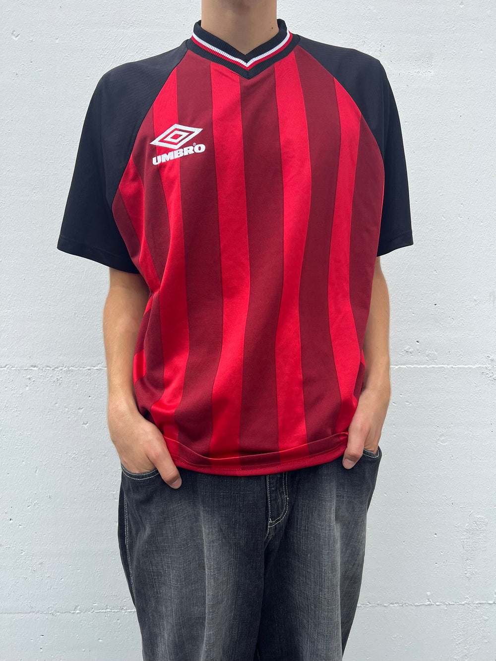 Vintage retro 90s Umbro Logo Blank Football Soccer Fußball Jersey Trikot (L)