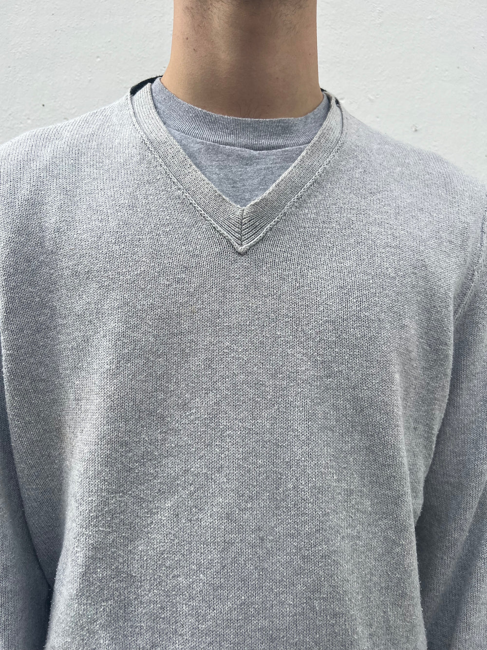 Early 2000s Stone Island Wool V-Neck Knit Sweater (XL)