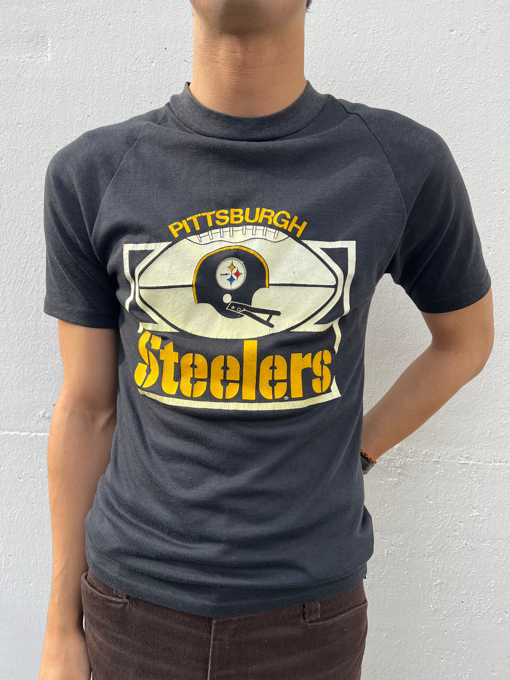 Vintage 70s Pittburgh Steelers NFL Football Single Stitched T-Shirt (S)