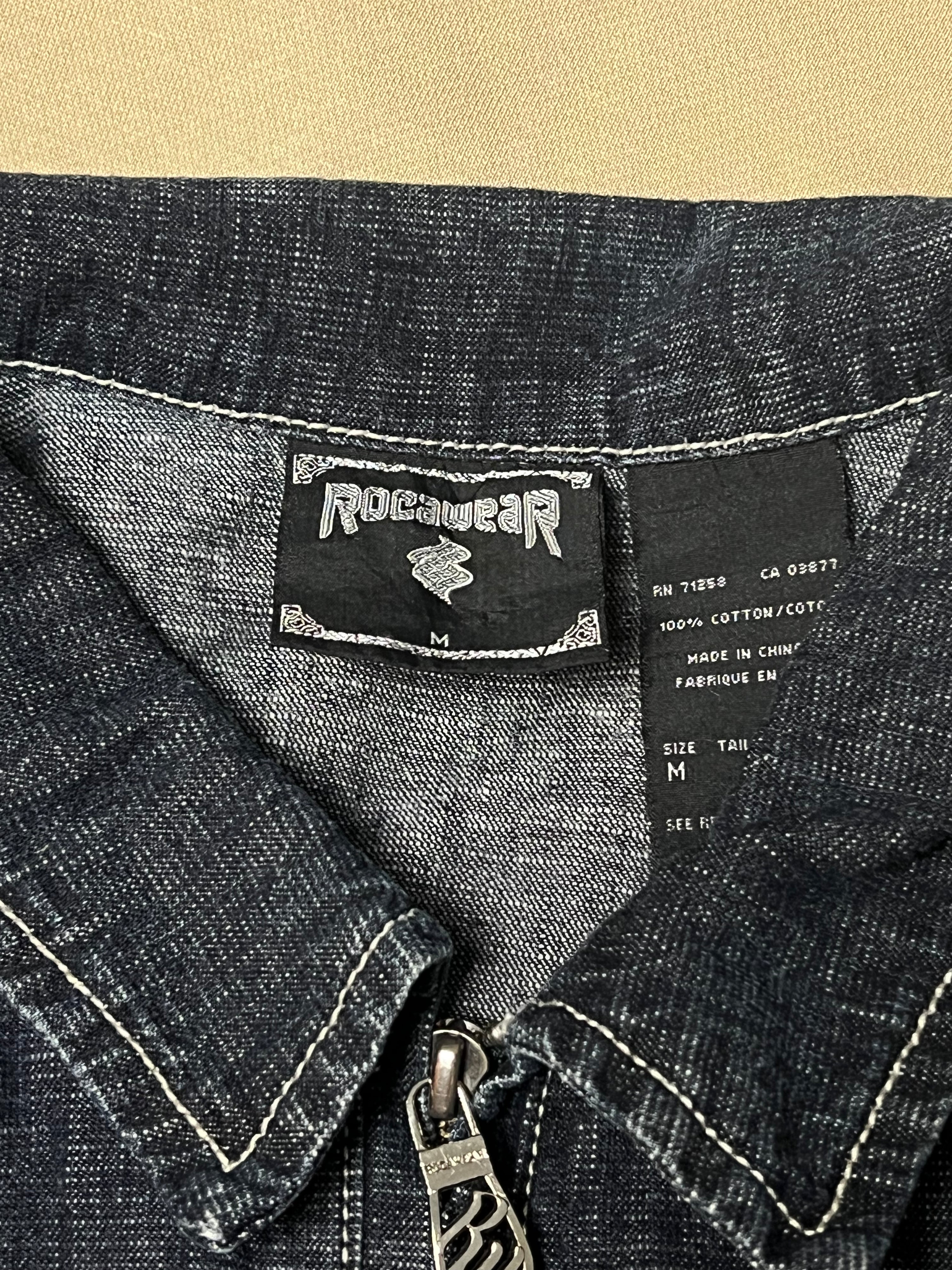 Vintage 90s Hip Hop Roca Wear Denim Jeans Harrington Jacket (XL)