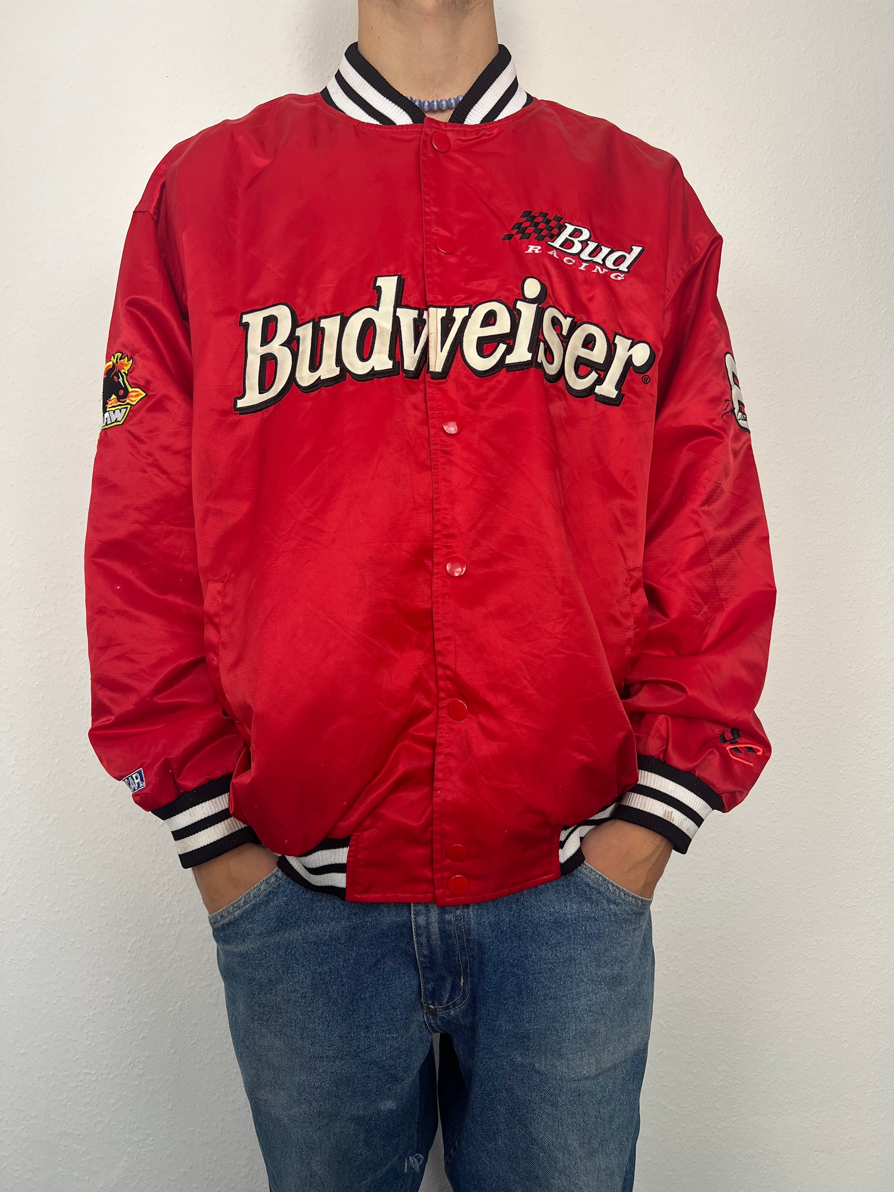 Vintage 90s Nascar Budweiser Racing College Jacket (XL)