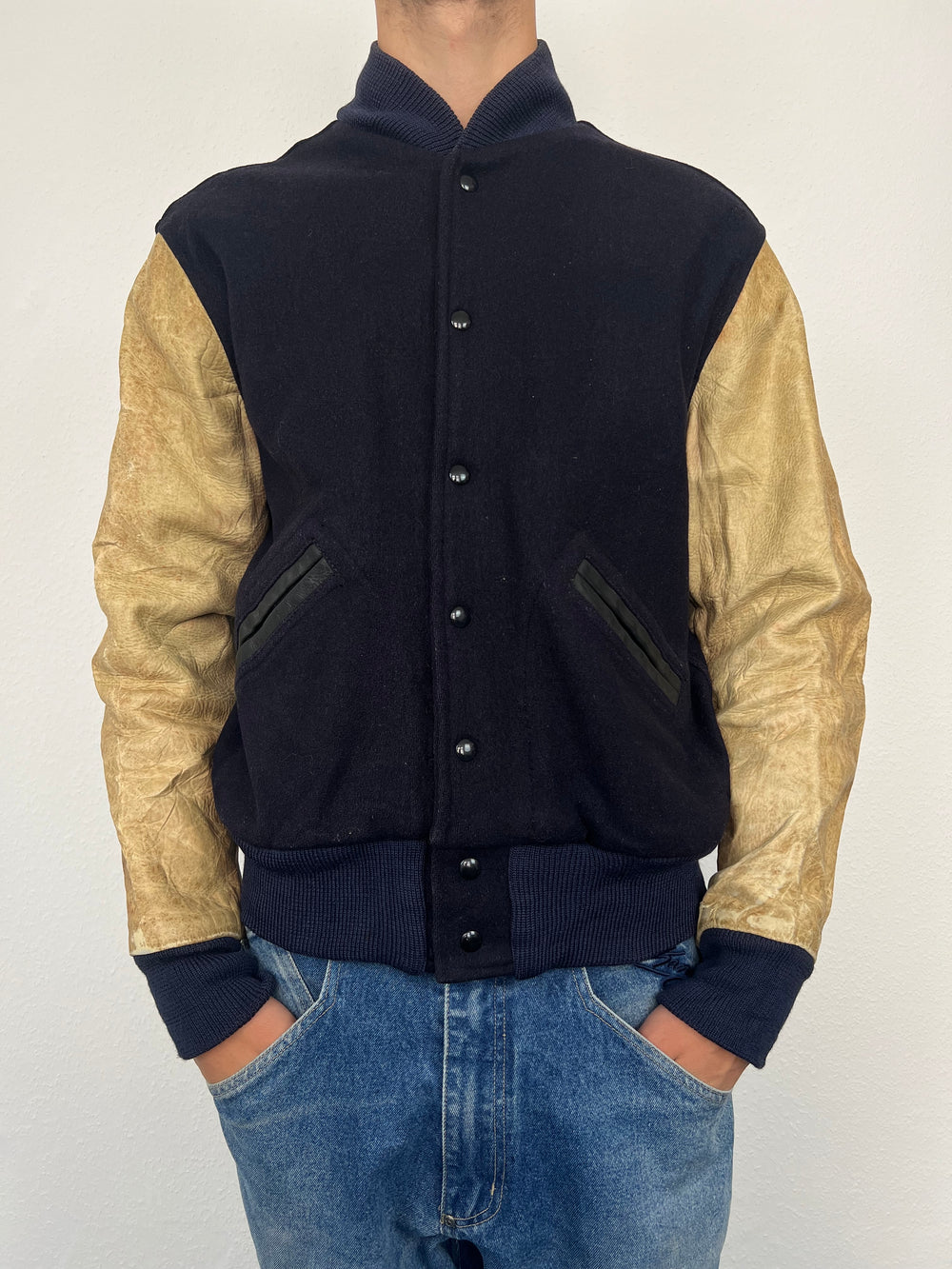 Vintage 1970s Wilson Made in the USA College Leather Wool Jacket (M)