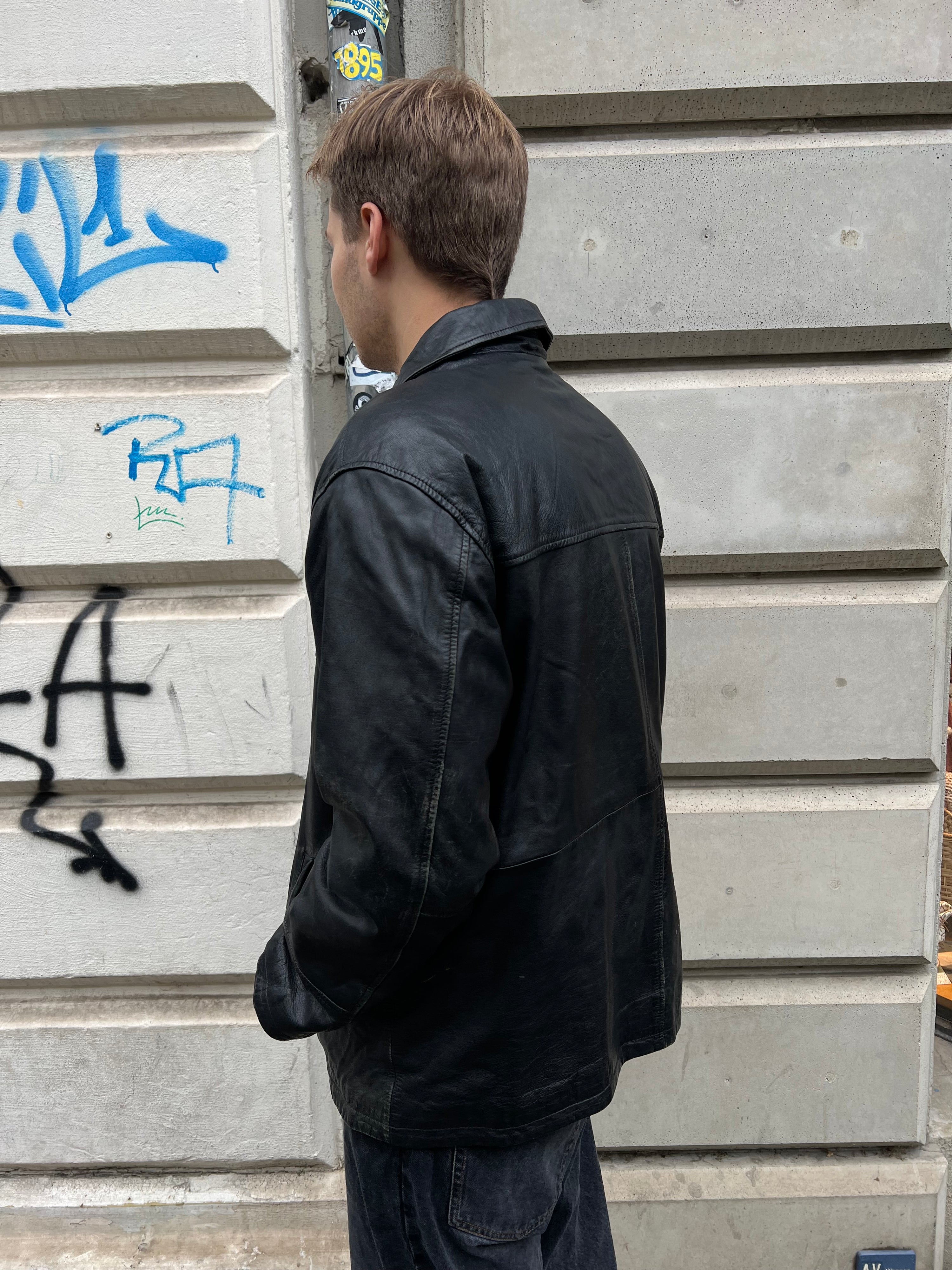 Vintage 90s classic soft Leather aged Jacket (L)
