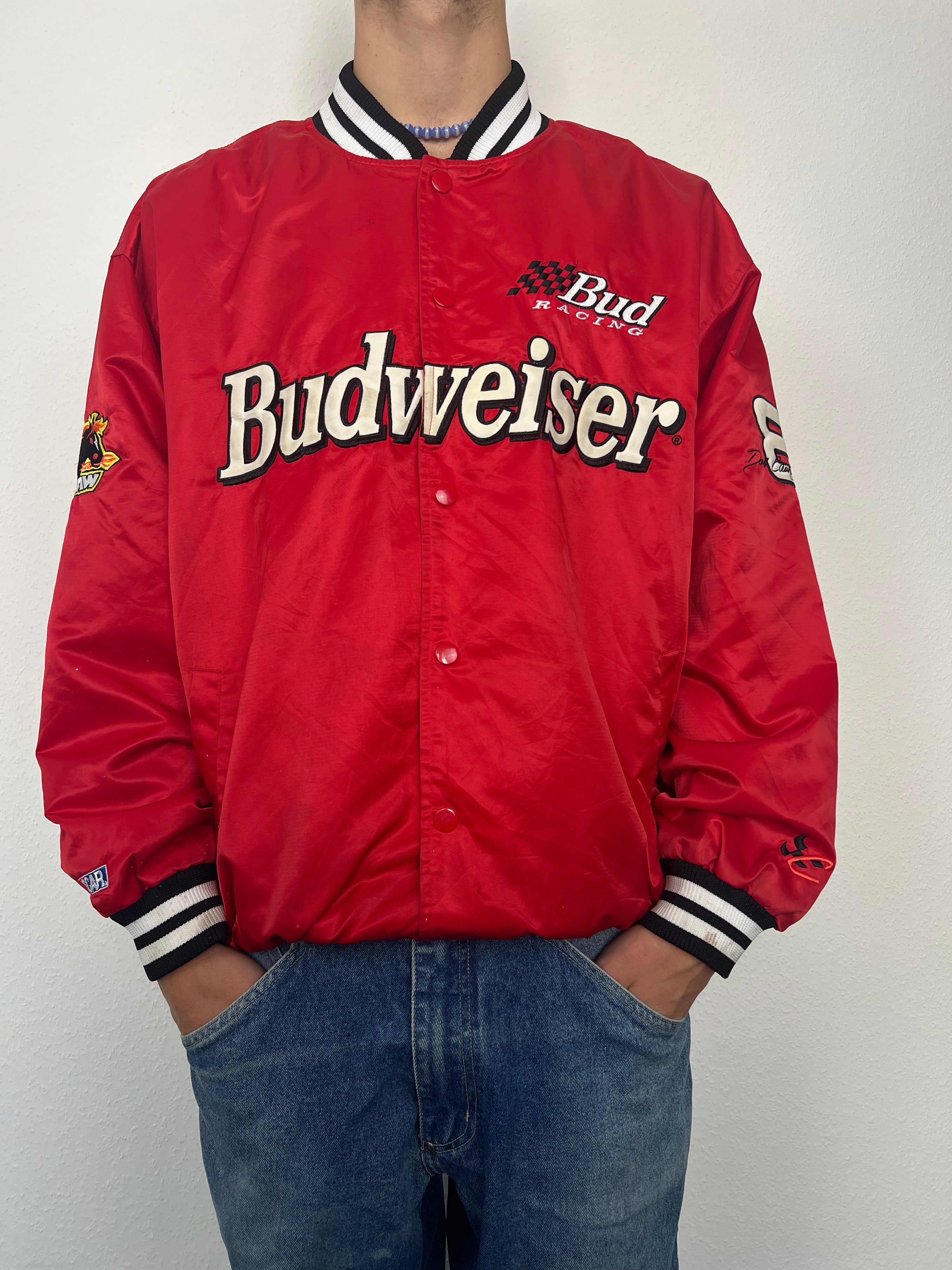Vintage 90s Nascar Budweiser Racing College Jacket (XL)