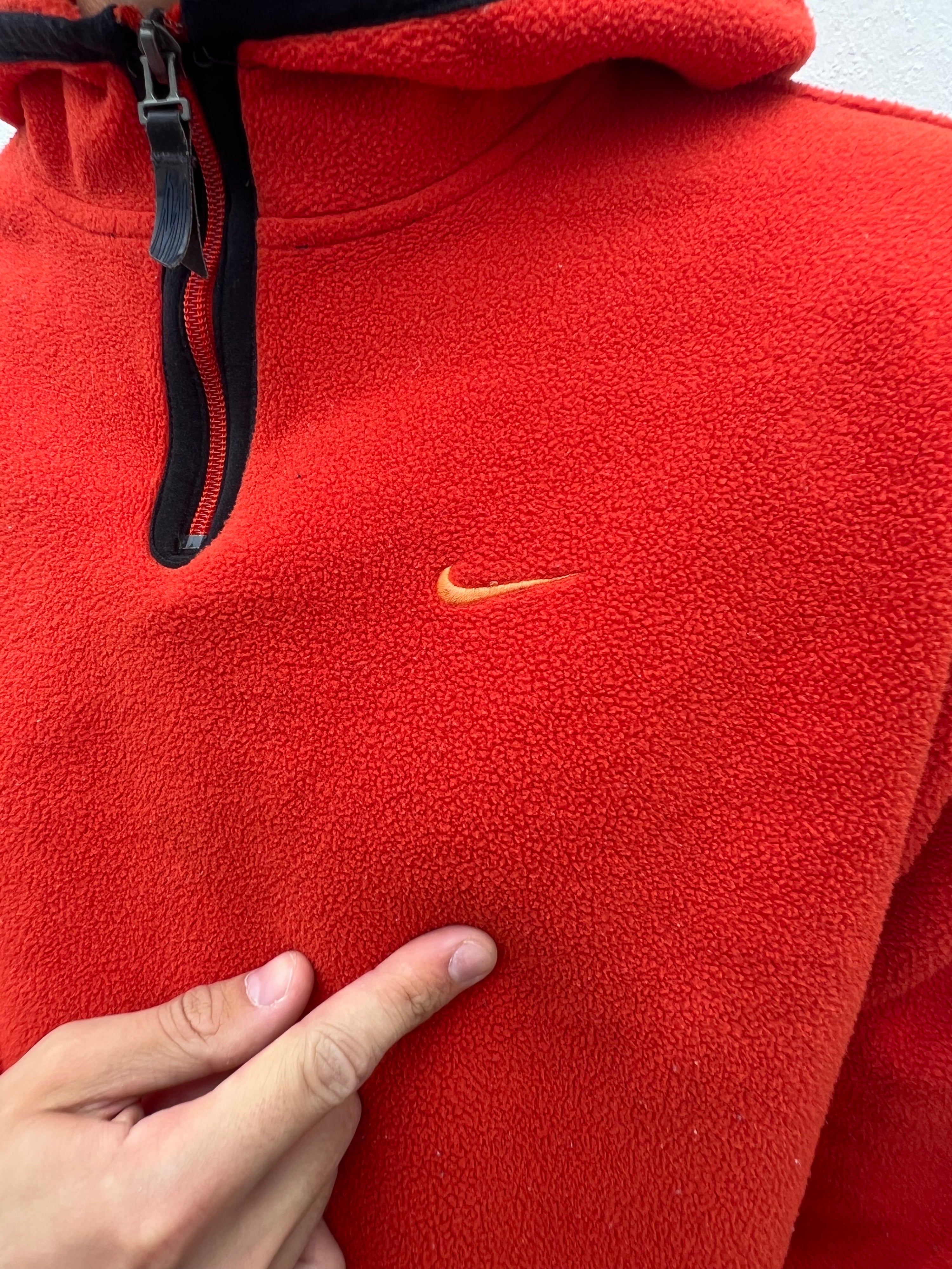 Early 2000s Y2K Nike Swoosh Fleece Zip Hoodie (M)