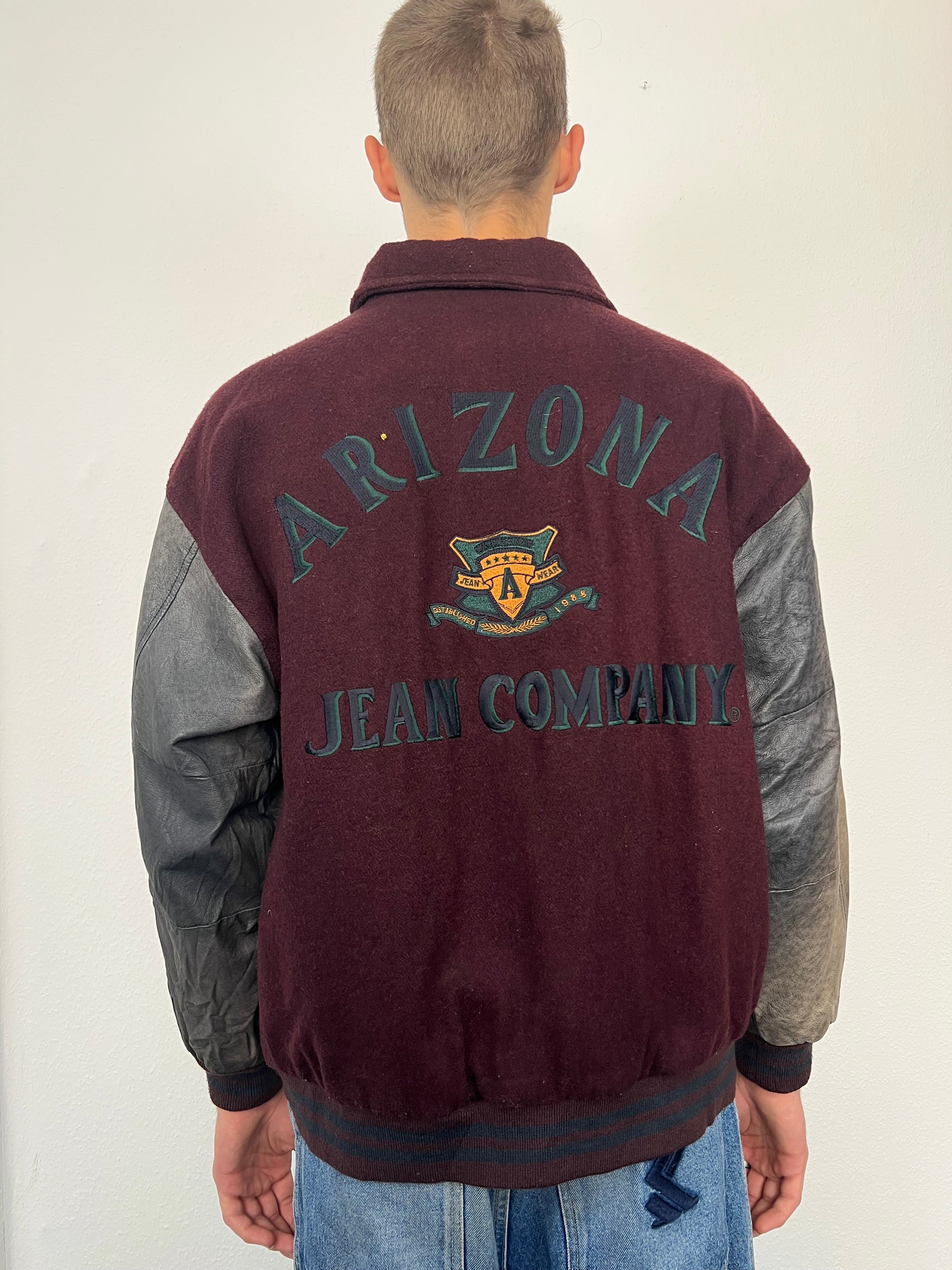 Vintage 90s Arizona Jean Company Leather Wool College Jacket (L)