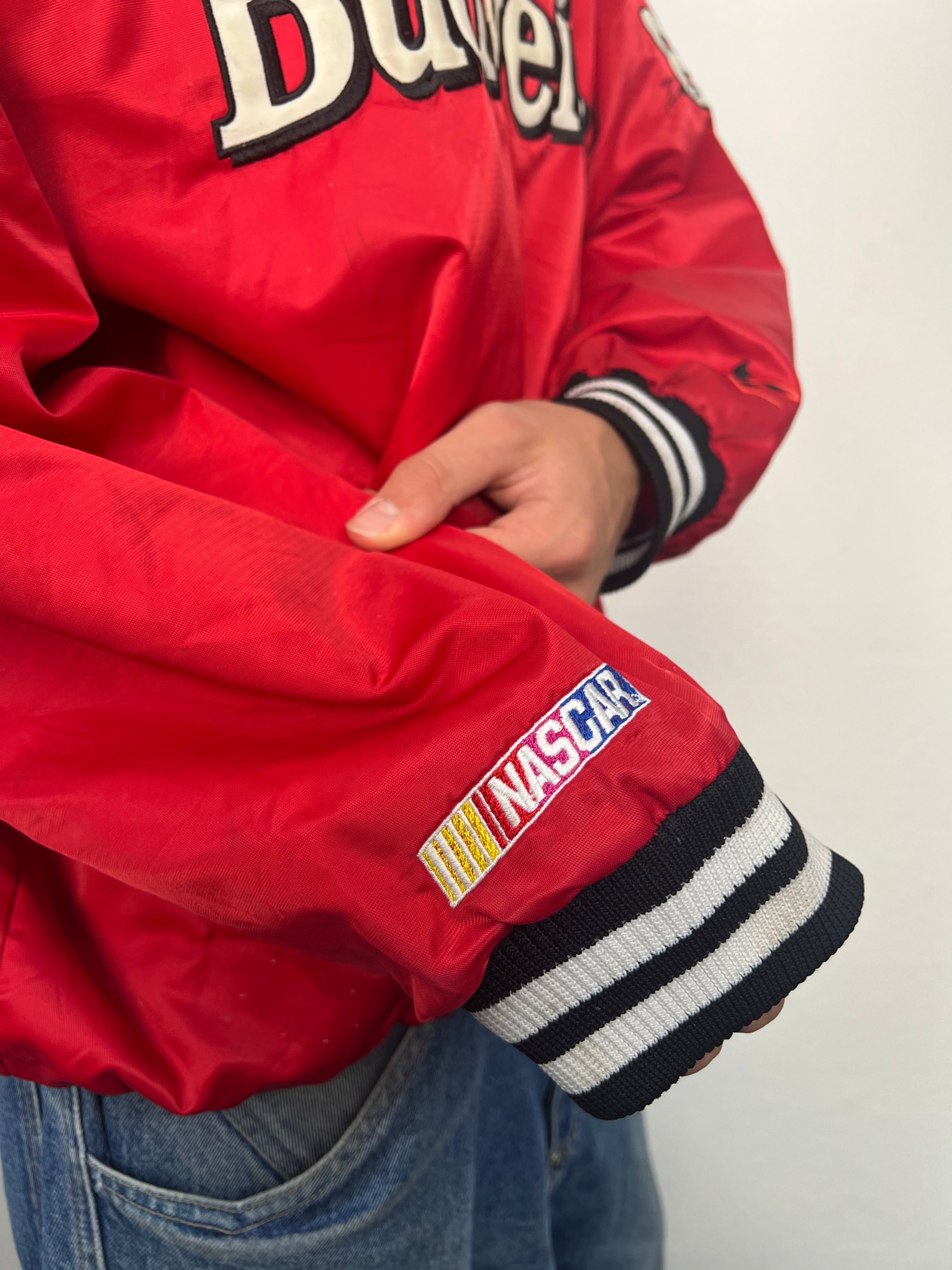 Vintage 90s Nascar Budweiser Racing College Jacket (XL)