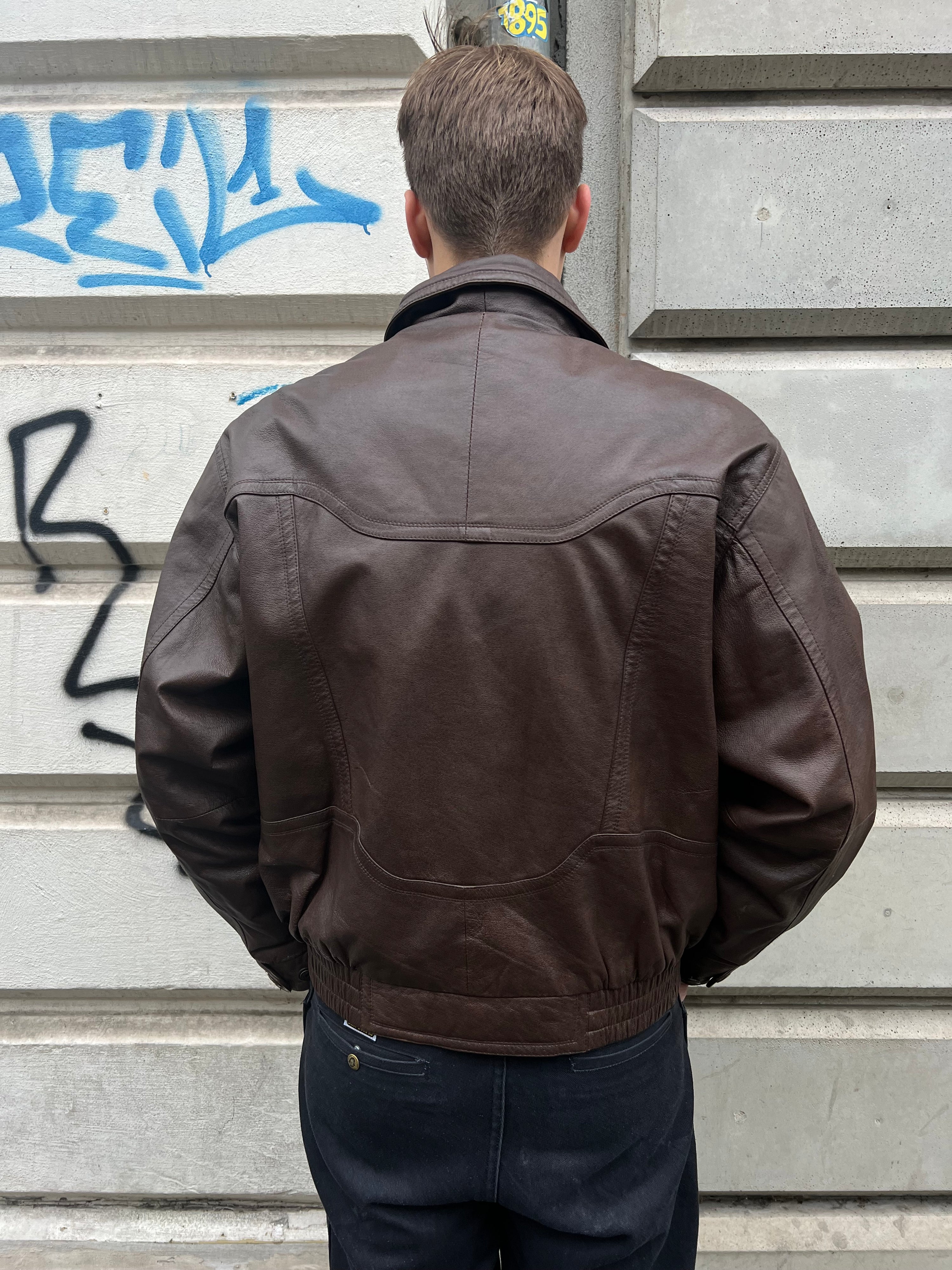 Vintage 90s Heavy Leather Jacket (XL)