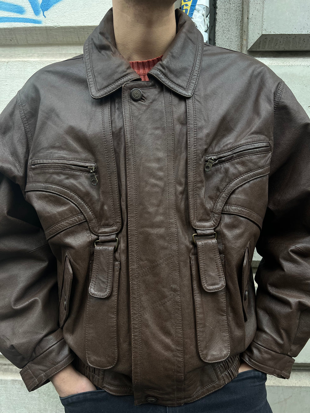 Vintage 90s Heavy Leather Jacket (XL)