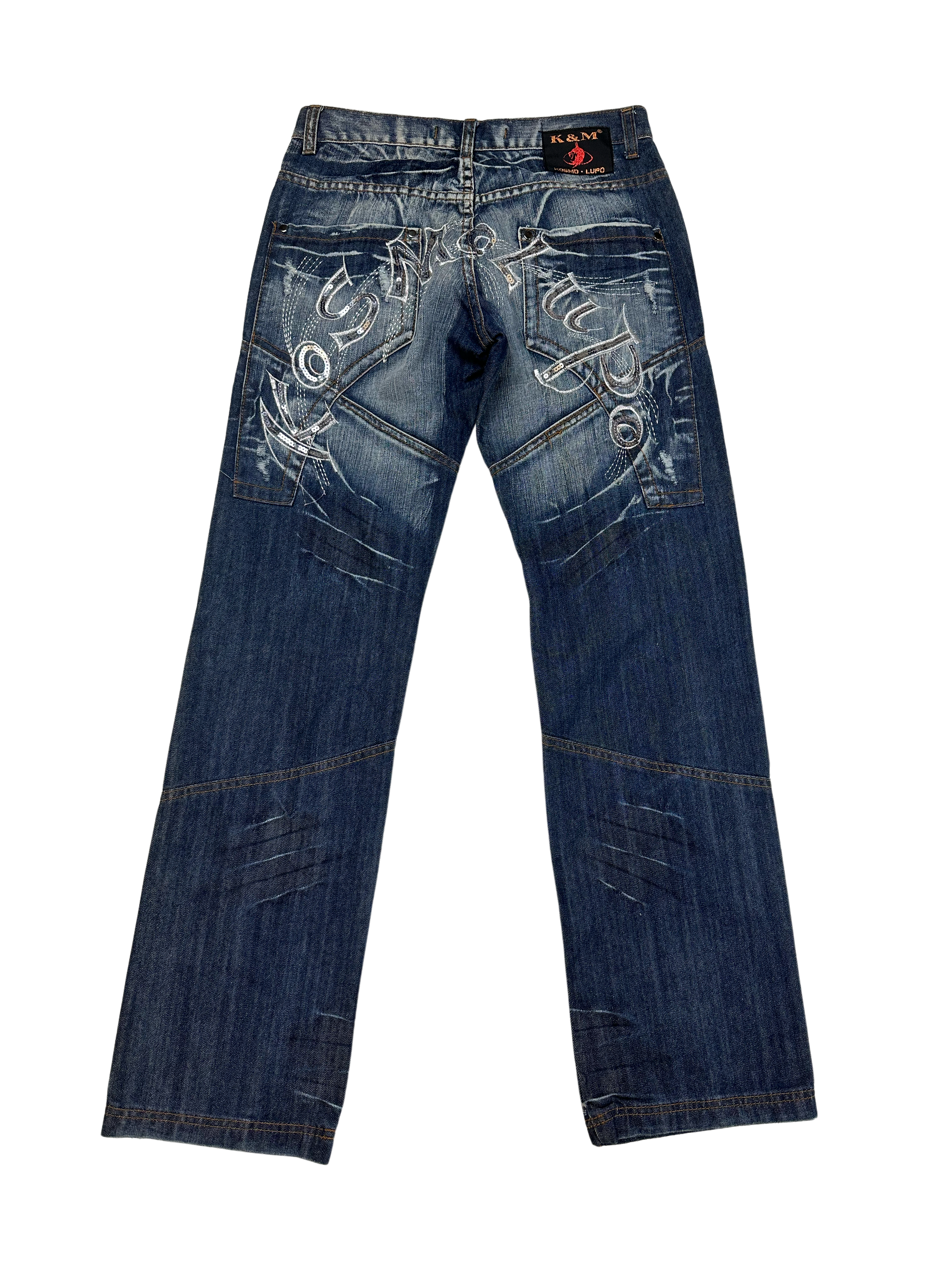 Y2K Straight Crazy stitched Jeans (31 ; M/L)