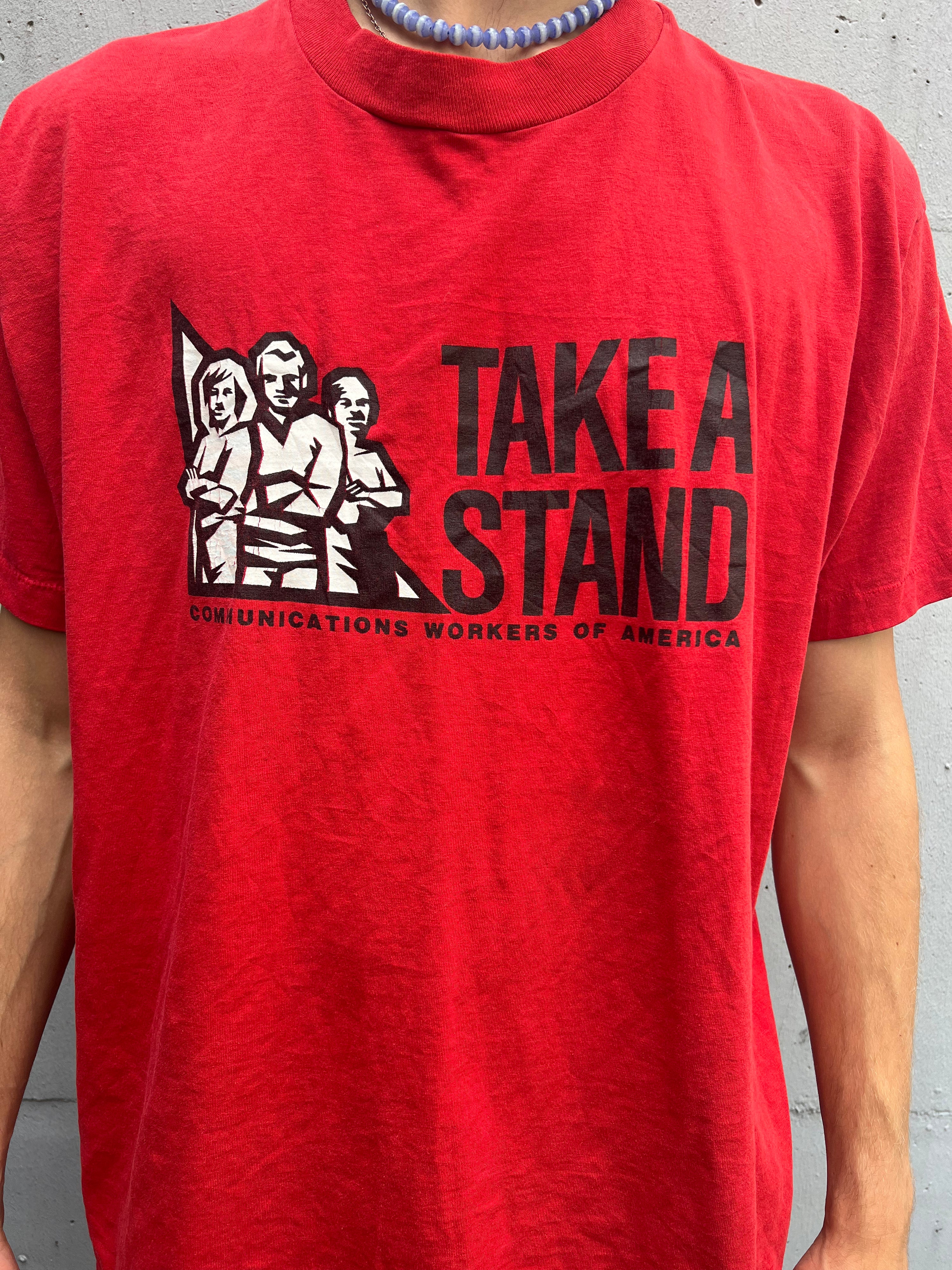 Vintage 90s T-Shirt take a stand communications workers of america (XL/XXL)